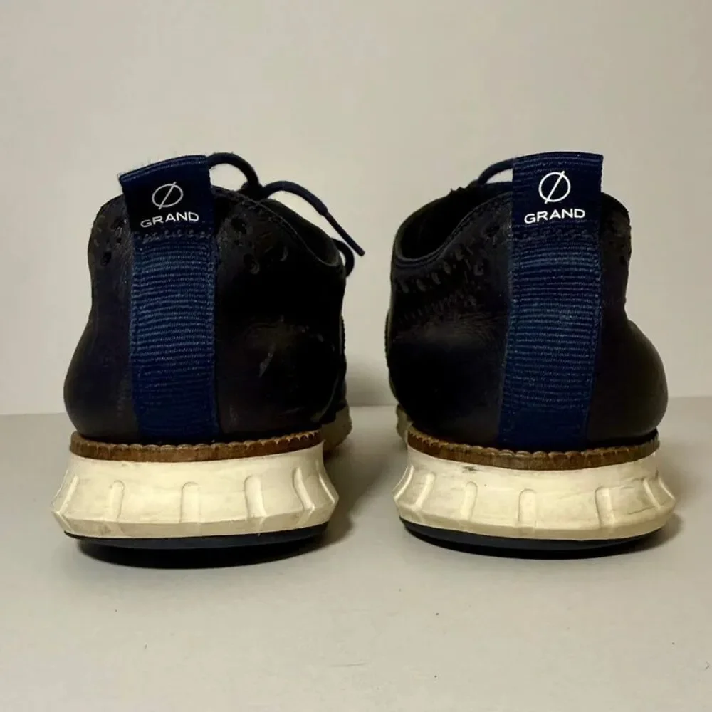 Cole Haan Grand.OS Navy Leather Wingtip Oxford Shoes - Men’s Size 9